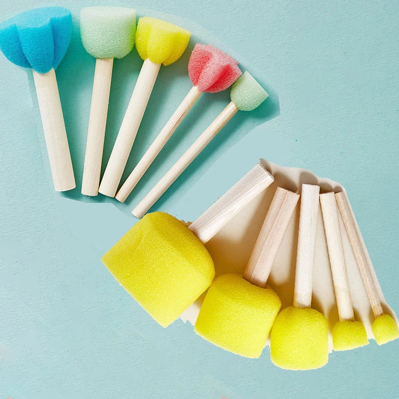 10 Pcs Set Wooden Handle Sponge Brush