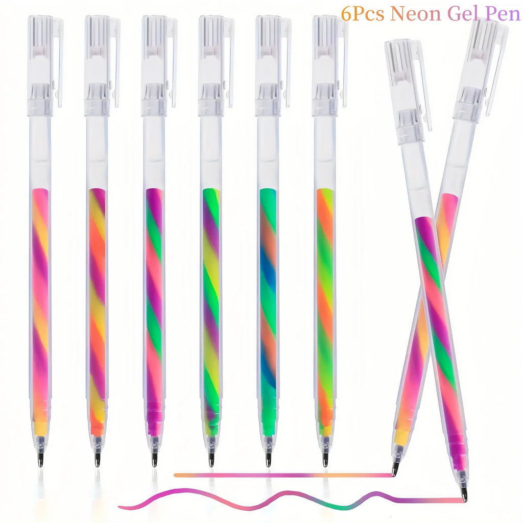 6/18Pcs Rainbow Gel Pens Color Changing