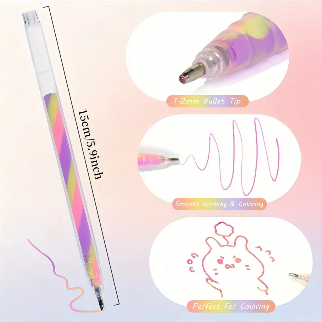 6/18Pcs Rainbow Gel Pens Color Changing