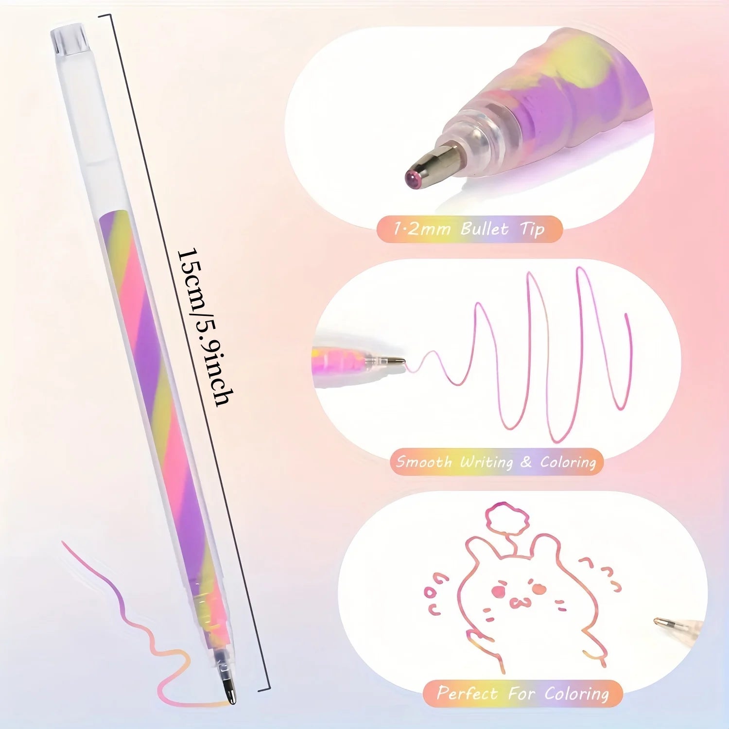 6/18Pcs Rainbow Gel Pens Color Changing