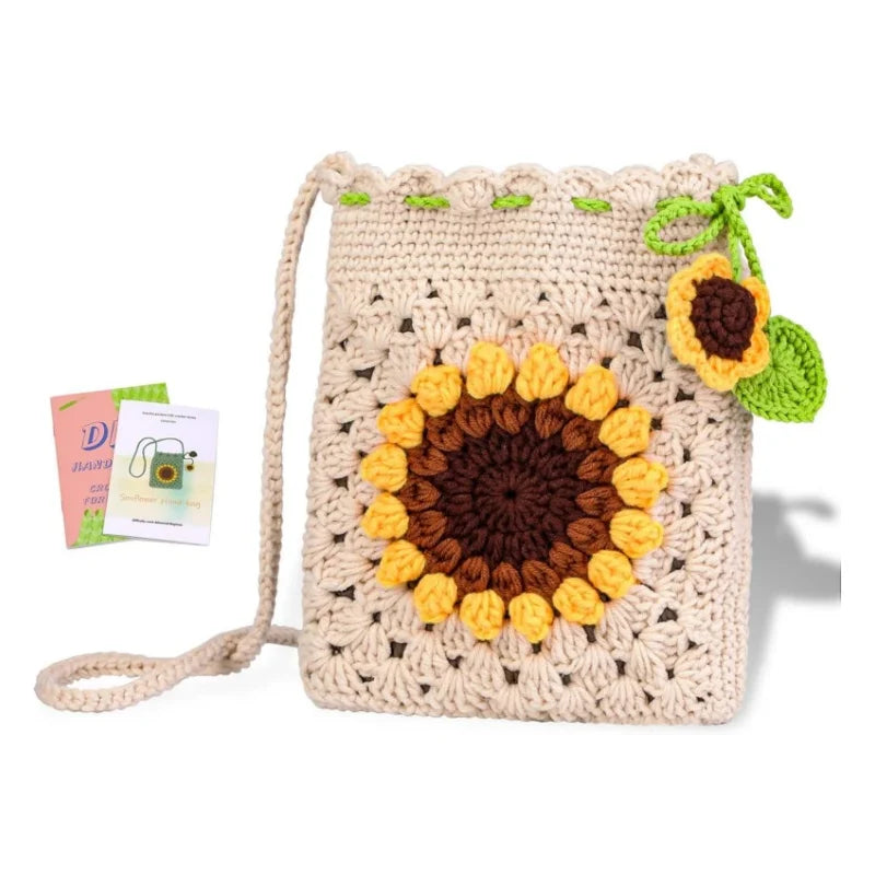 Crochet Bohemian Style Sunflower Woven Bag Kit