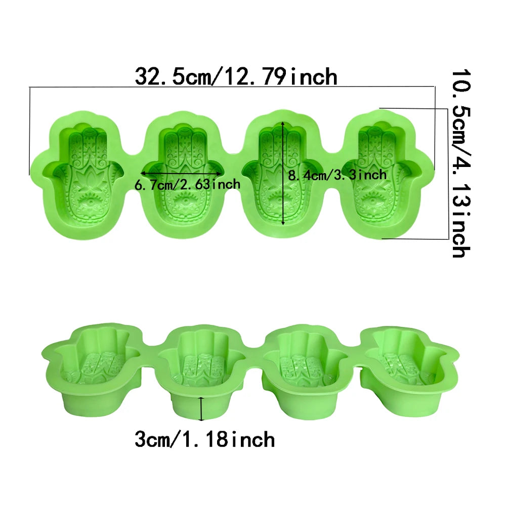 1pc 4-chamber palm silicone mold