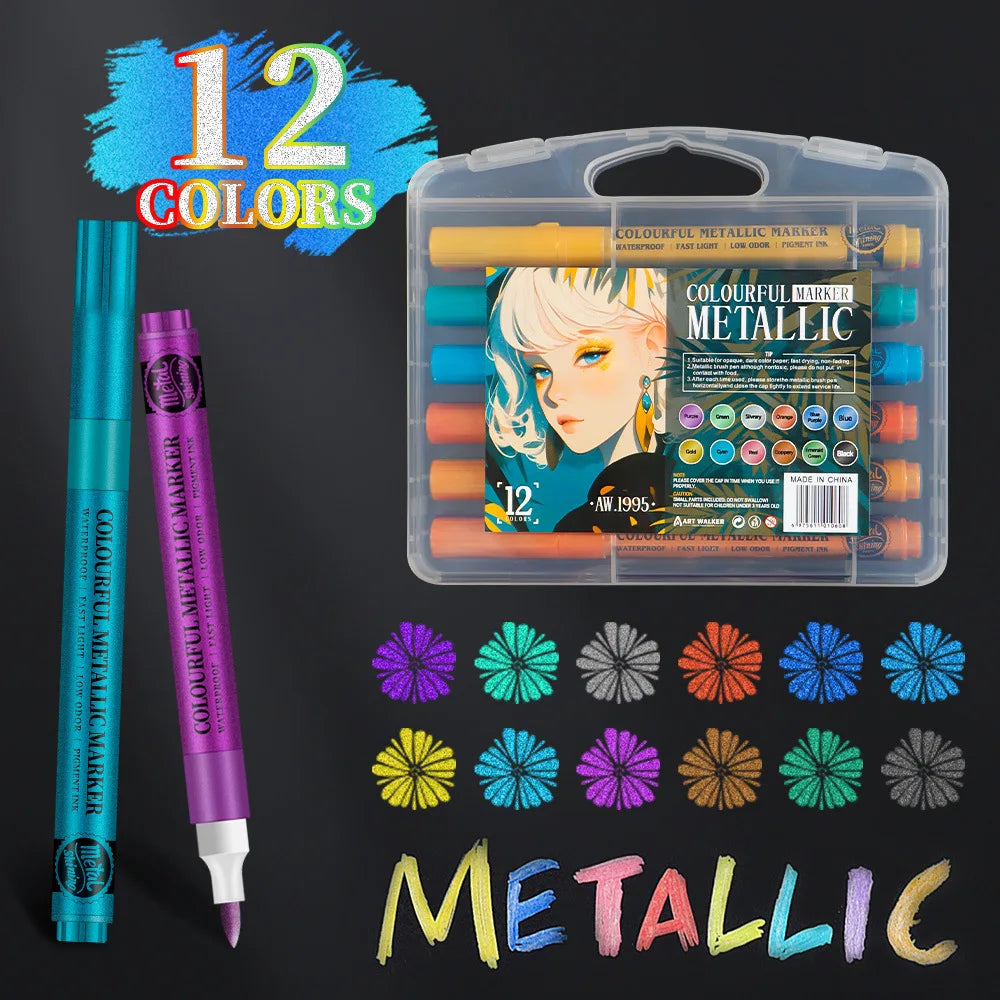 12 Colors Metallic Markers Pens