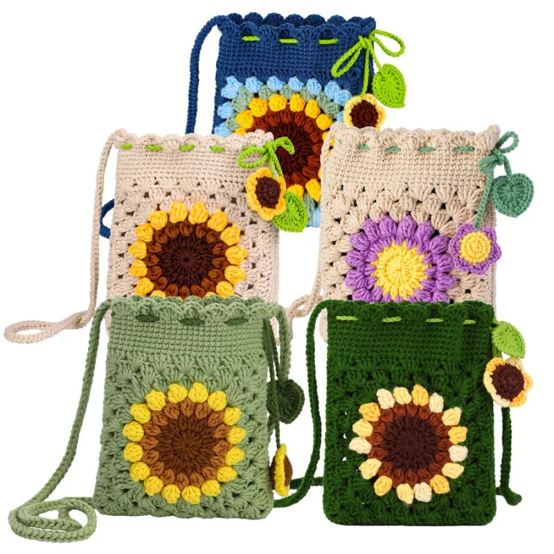 Crochet Bohemian Style Sunflower Woven Bag Kit