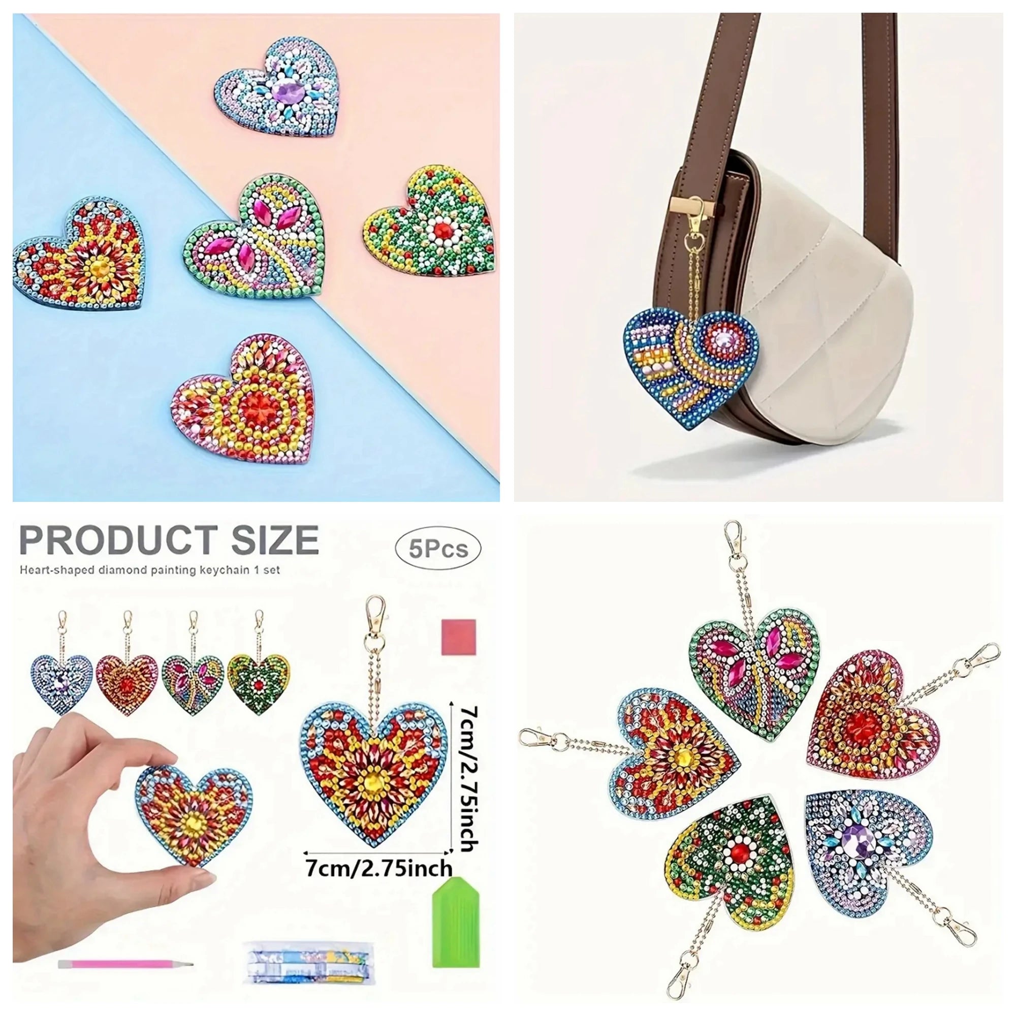 6pcs/Set Diamond Art Keychain Kit