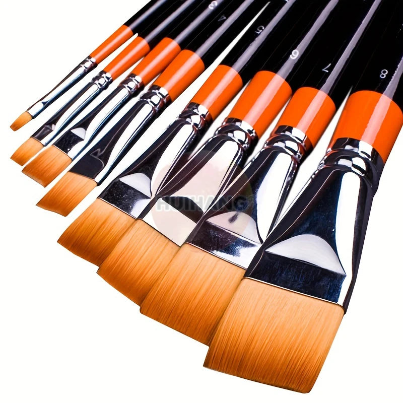 4/8pcs Flat Art Nylon Paint Brushes