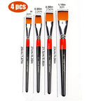 4/8pcs Flat Art Nylon Paint Brushes