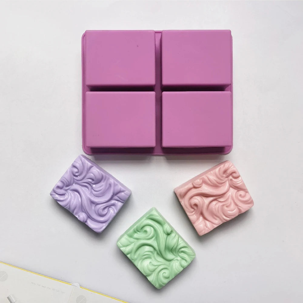 4-Chamber 3D Handmade Flower Pattern Silicone Mold
