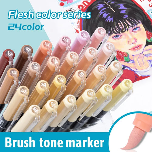 12-24 Skin Color Acrylic Markers Soft Tip