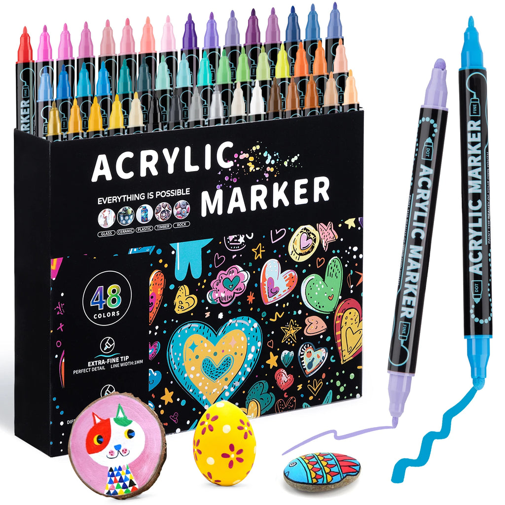 12/24/36/48 Colors Dual Tip Acrylic Paint Pens
