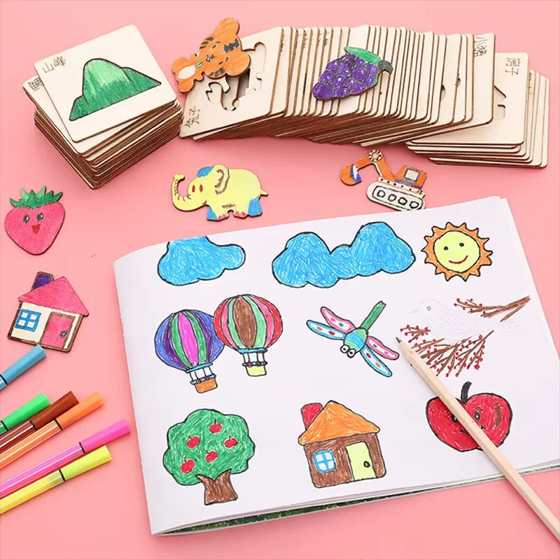 10-20pcs Wooden Drawing Stencils