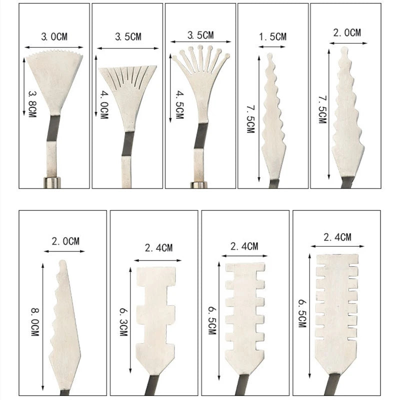 9 Pcs Flower Art Scraper Texture Palette Knife