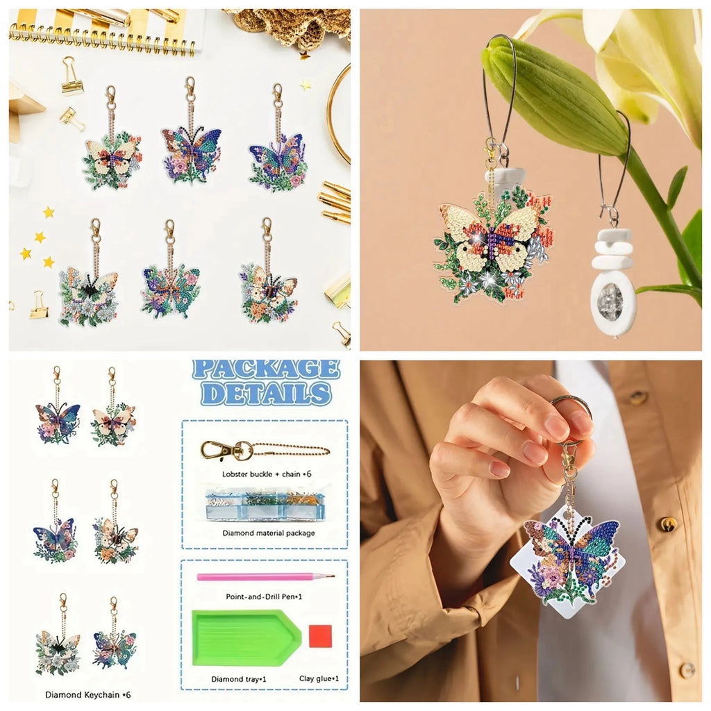 6pcs/Set Diamond Art Keychain Kit