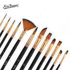 12 PCS Nylon Bristle Brushes Set for Artists