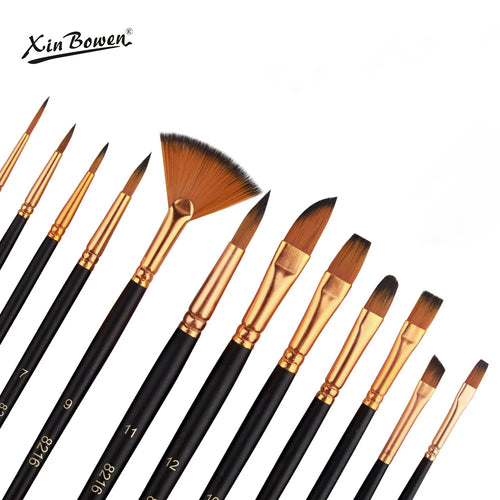 12 PCS Nylon Bristle Brushes Set for Artists