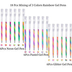 6/18Pcs Rainbow Gel Pens Color Changing