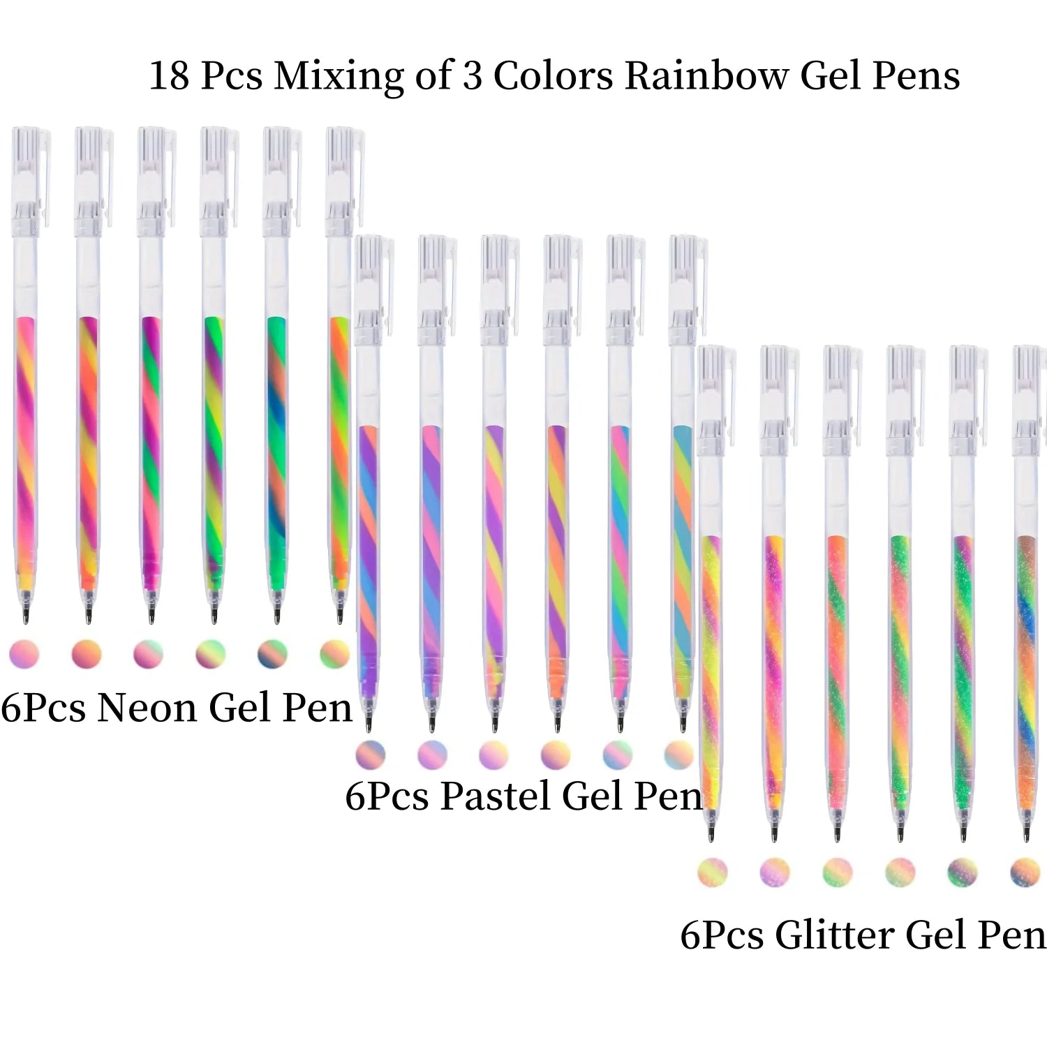 6/18Pcs Rainbow Gel Pens Color Changing