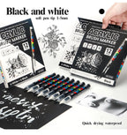 12Pcs Black/White Premium Acrylic Marker
