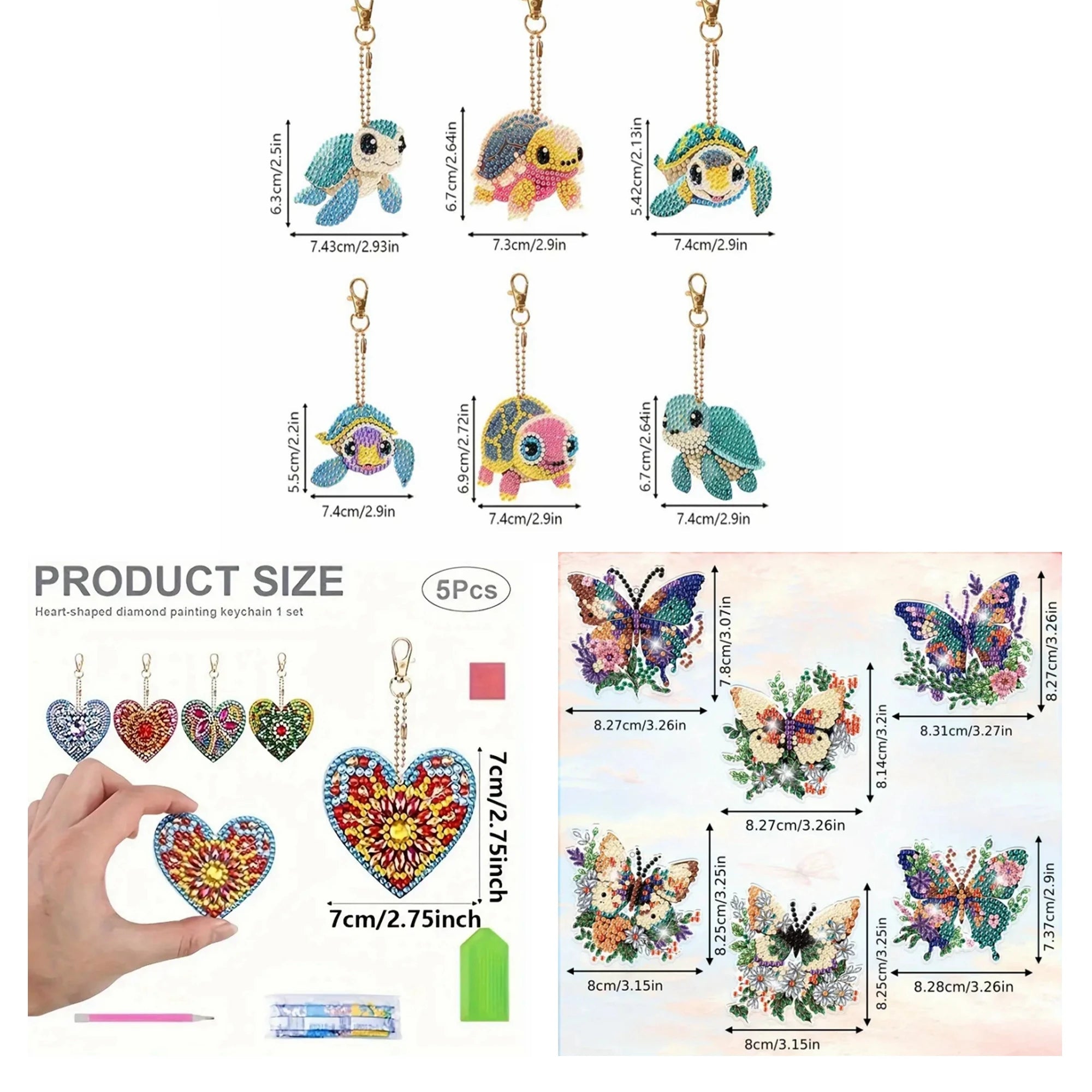 6pcs/Set Diamond Art Keychain Kit