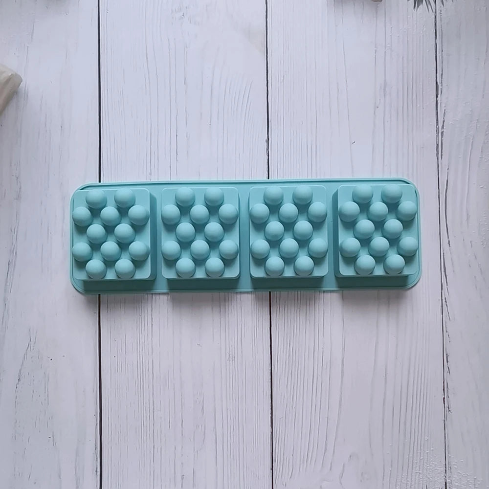 4 Holes Massage Square Silicone Soap Mold