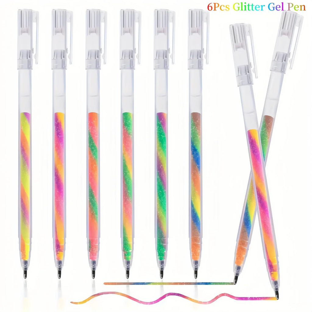 6/18Pcs Rainbow Gel Pens Color Changing