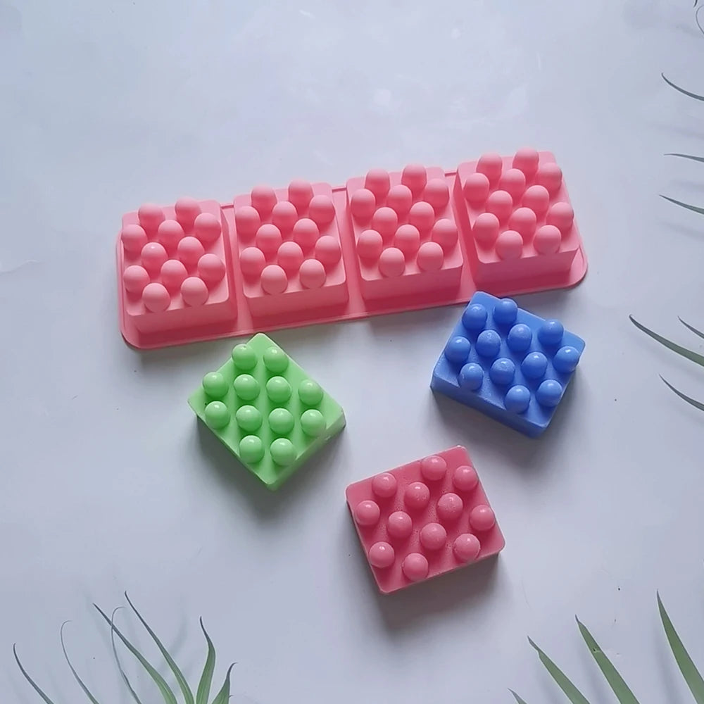 4 Holes Massage Square Silicone Soap Mold