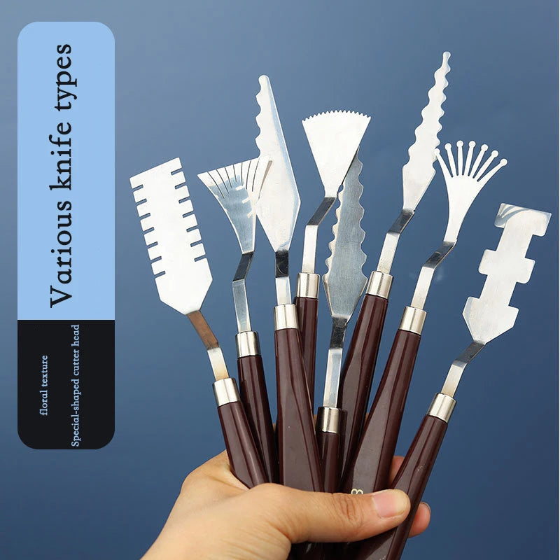 9 Pcs Flower Art Scraper Texture Palette Knife