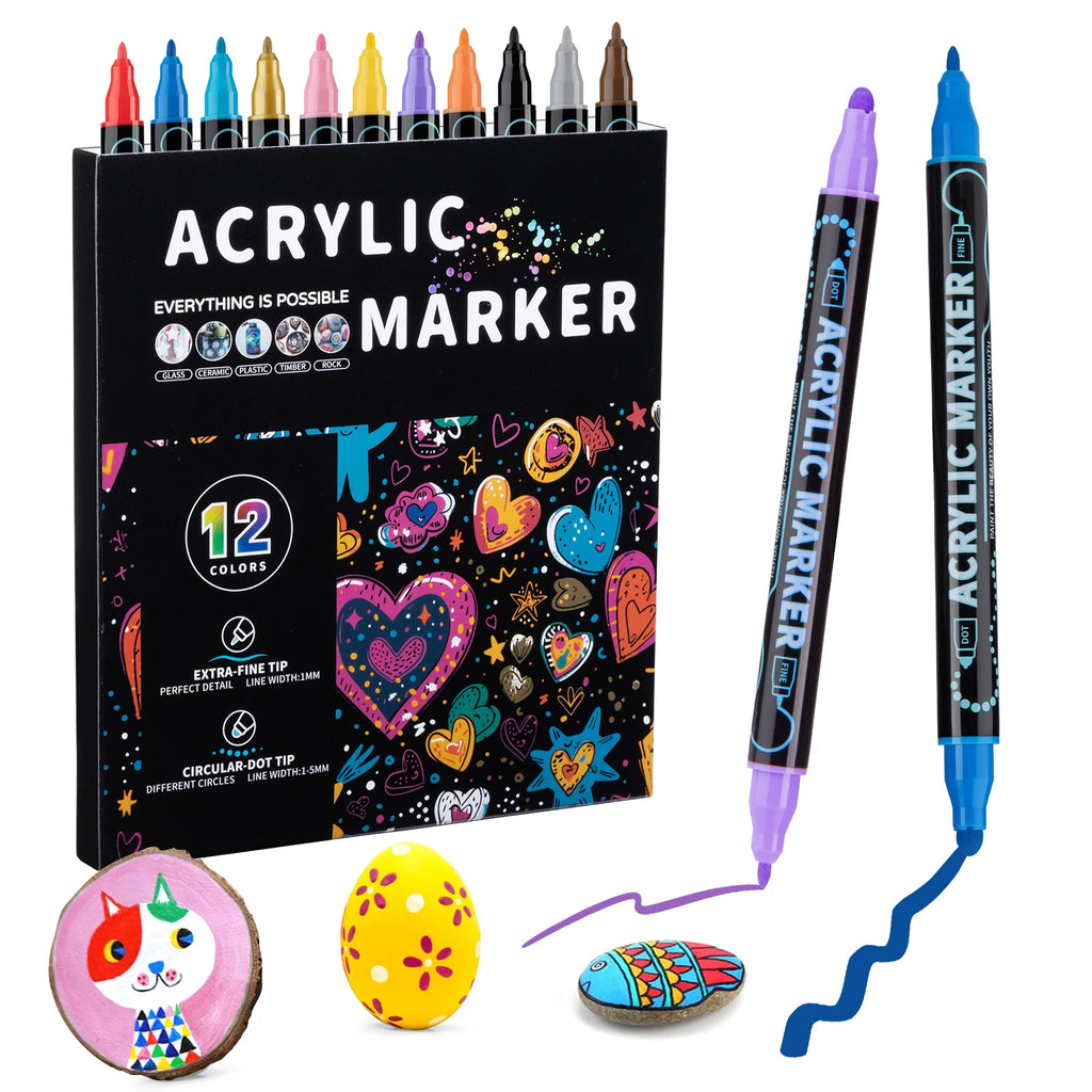 12/24/36/48 Colors Dual Tip Acrylic Paint Pens