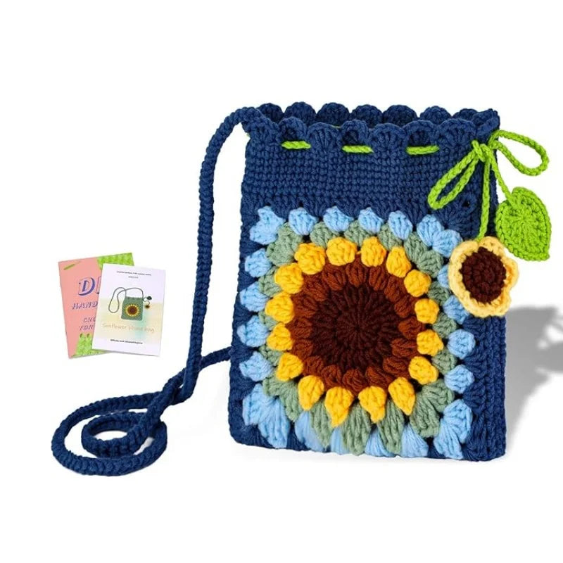 Crochet Bohemian Style Sunflower Woven Bag Kit