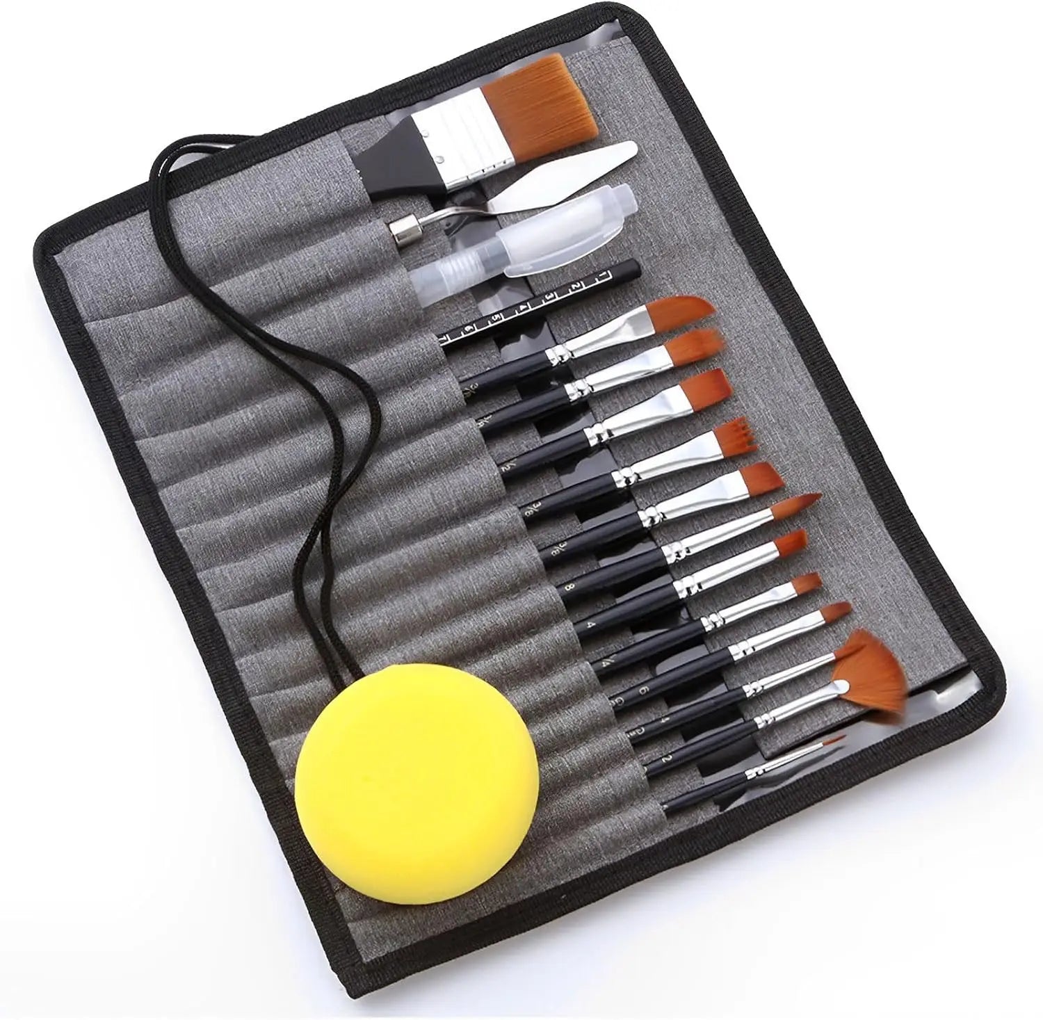 18 Pcs Professional Watercolor Paint Brushes for Artists Different Sizes with Flat Round Pointed Soft Nylon Hair Brushes