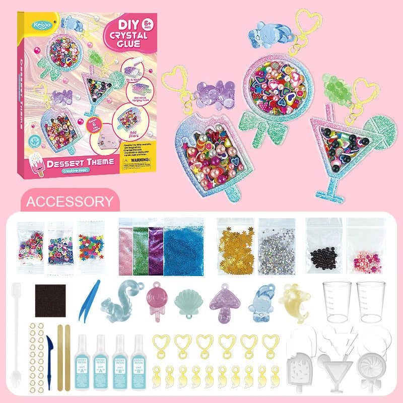 Kids DIY Crystal Glue Key Chain Art