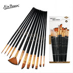 12 PCS Nylon Bristle Brushes Set for Artists