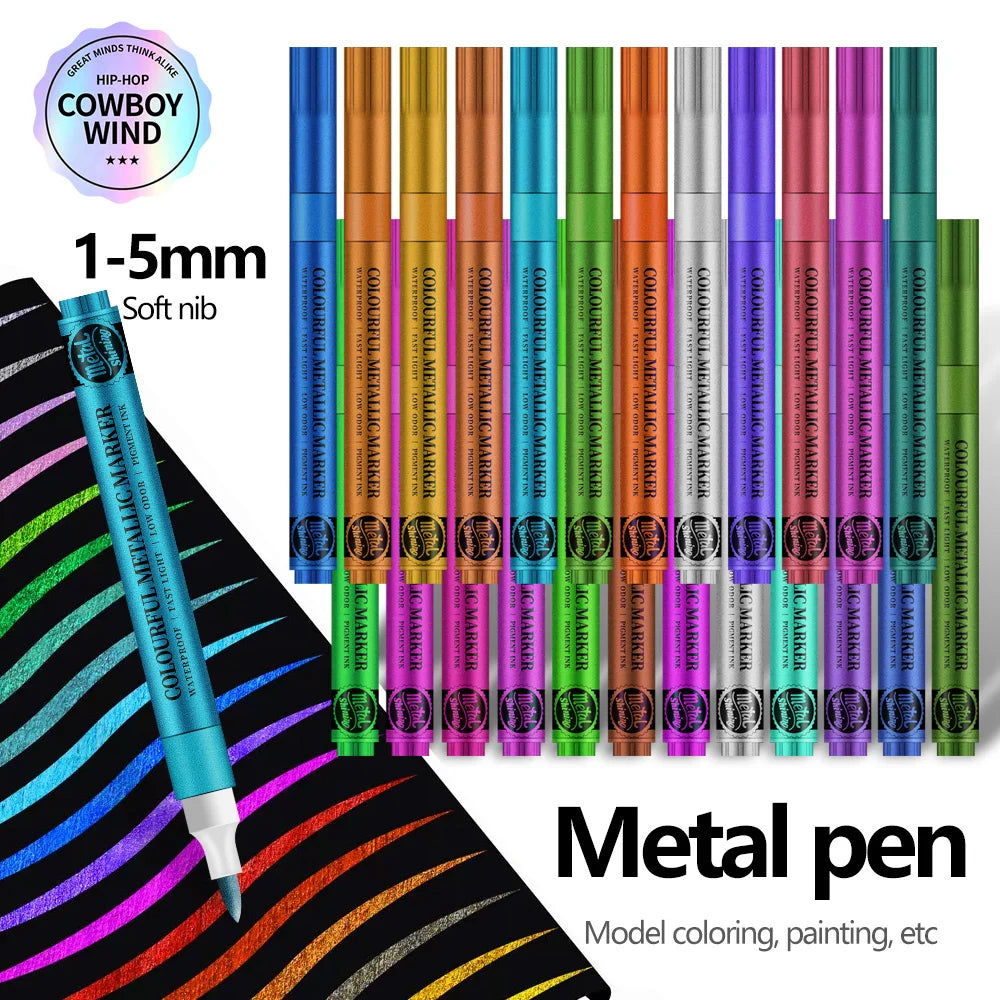 12 Colors Metallic Markers Pens