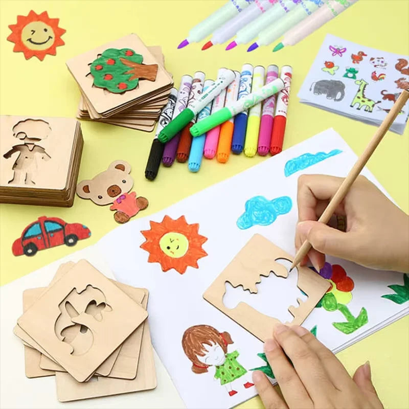 10-20pcs Wooden Drawing Stencils