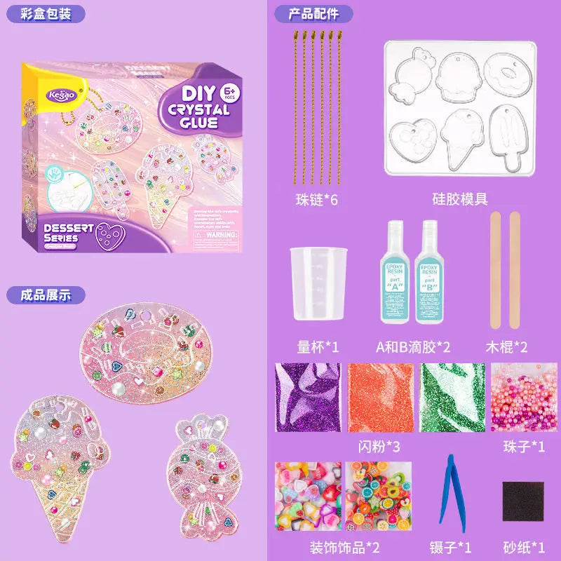 Kids DIY Crystal Glue Key Chain Art