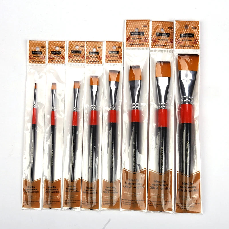 4/8pcs Flat Art Nylon Paint Brushes