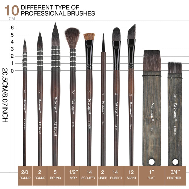 10Pcs Watercolor Brush Set