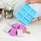 6-Cavity Silicone Soap Molds with Mixed Lace Patterns Perfect for DIY Rectangle Soap Making and Home Decor Crafts