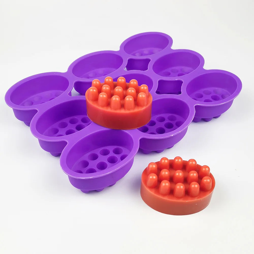 Silicone Soap Molds DIY Handmade Massage Therapy Bar Making Tools 3D Oval Shape Essential Oil Aromatherapy Resin Crafts Mould