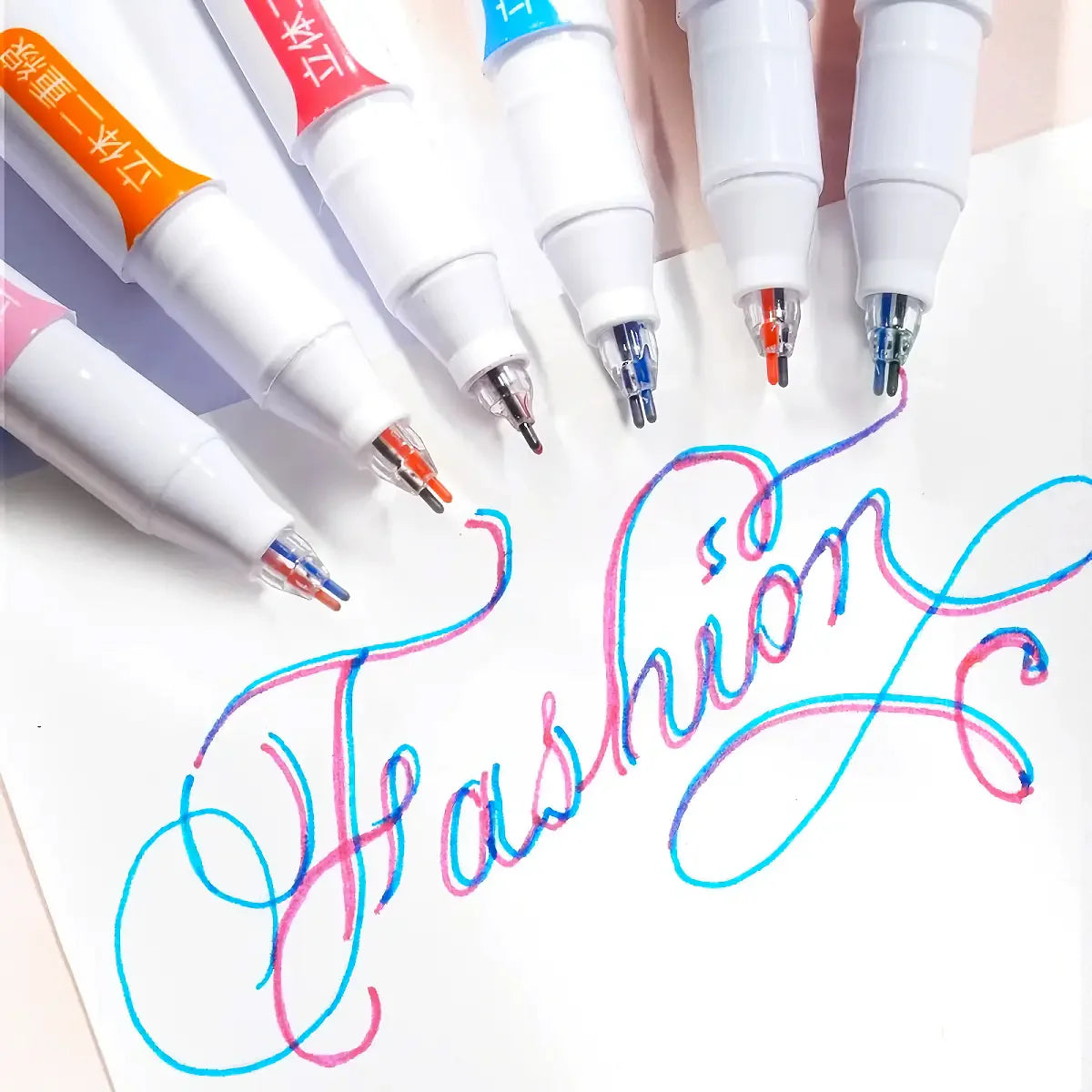 6pcs Double Line Colorful Marker Pens
