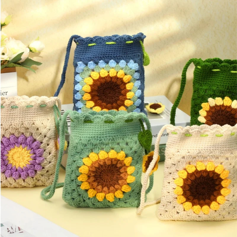Crochet Bohemian Style Sunflower Woven Bag Kit
