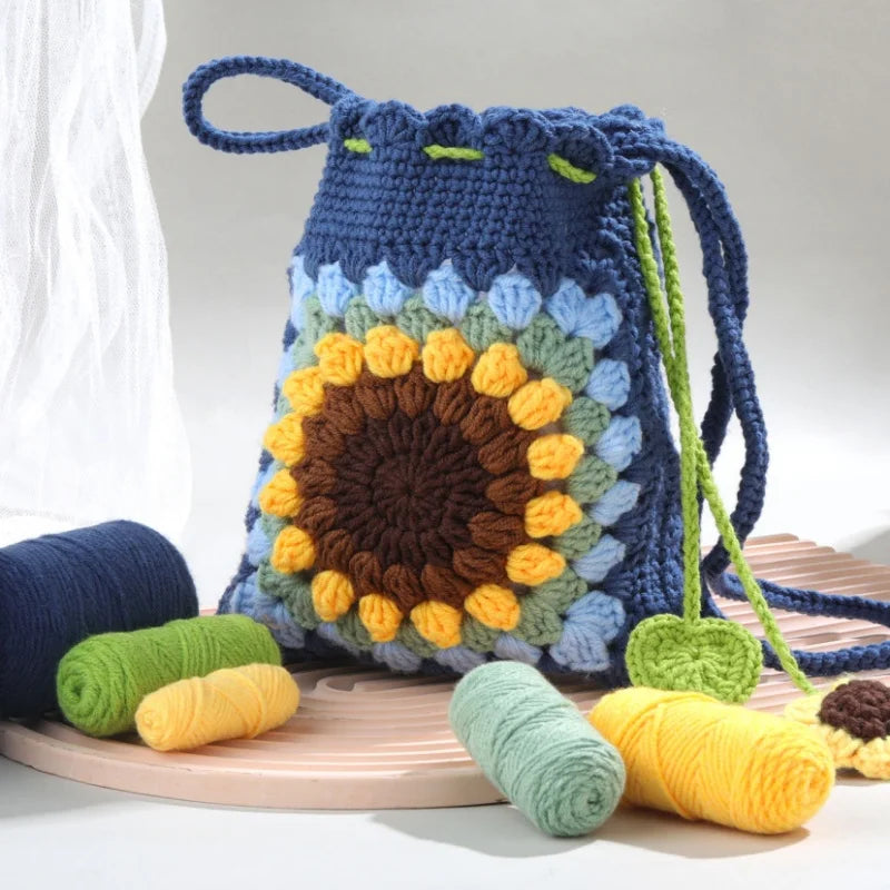 Crochet Bohemian Style Sunflower Woven Bag Kit
