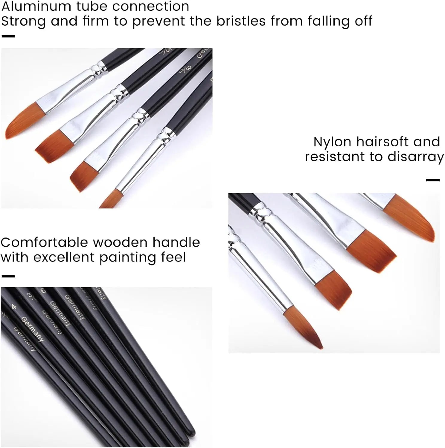 18 Pcs Professional Watercolor Paint Brushes for Artists Different Sizes with Flat Round Pointed Soft Nylon Hair Brushes