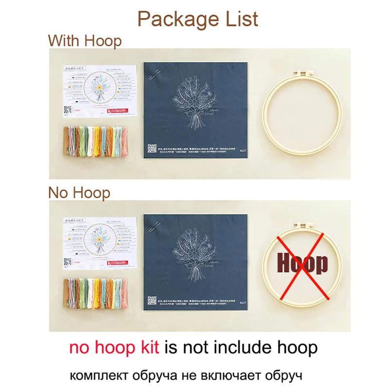 Cat and Flower Embroidery Kit
