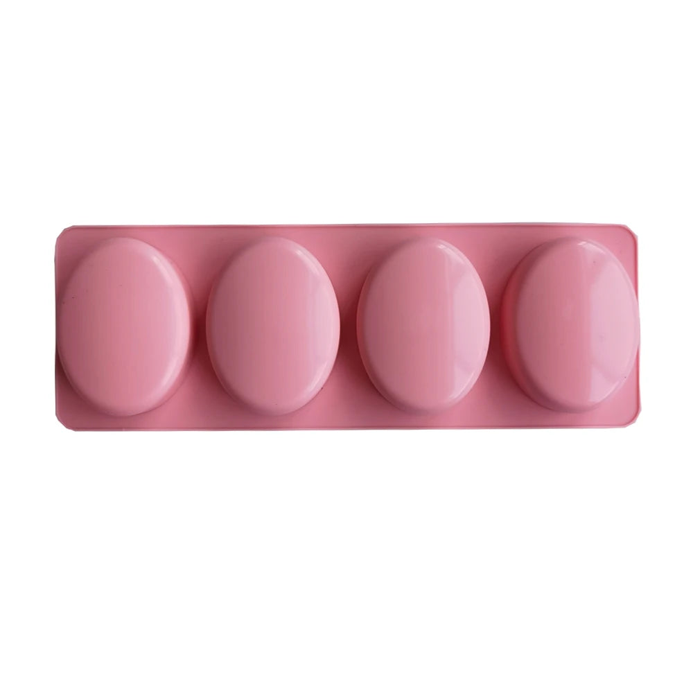Silicone Soap Mold 4 Holes Oval Round Square DIY Soap Making Mould Homemade Mould Decoration Wax Candle Cake Tools