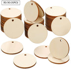 20/30/40/50mm Unfinished Round Wood Discs With Hole