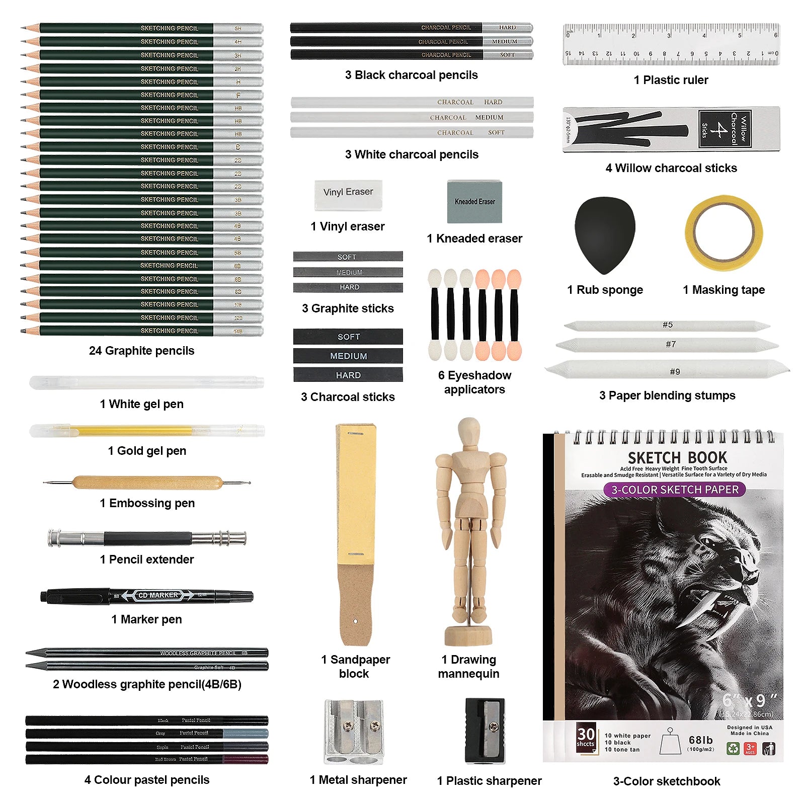 70 Pcs  Sketching Kit