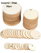 20/30/40/50mm Unfinished Round Wood Discs With Hole